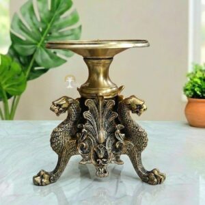 Brass Vintage Look Candle Holder 7" Inches