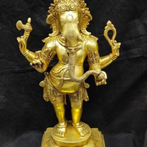 Brass  standing ganesha golden finishing