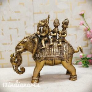 Brass Ganesha On Elephant Ride With Ridhi Sidhi