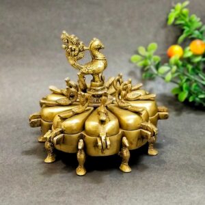 Brass Traditional 9 Compartment Kumkum box