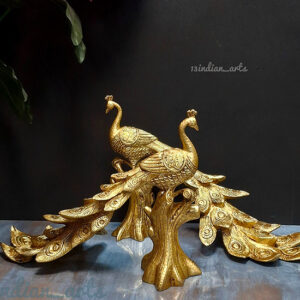 Brass Beautifully Carved Peacock Pair