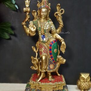 Brass Stunning Multistone Work Ardhanarishvara Idol