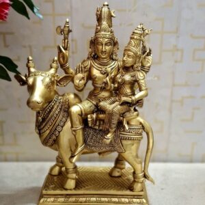 Brass Super Fine Shiv Parwati Sitting on Nandi