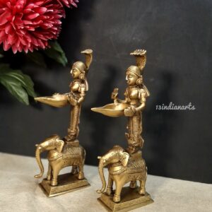 Brass Unique Antique Finish Deepalaxmi on Elephant