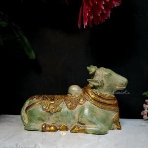 Brass Premium Quality Nandi with Beautiful Work(Green Patina)