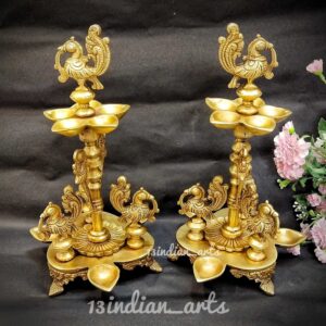 Brass Mayur Lamp Set Of 2