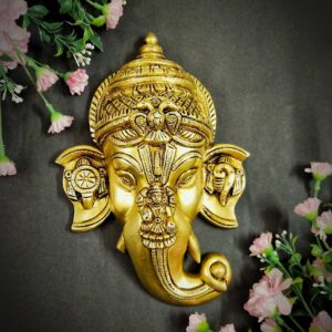 Beautiful Brass Wall Hanging Ganesha Mask for Good Fortune