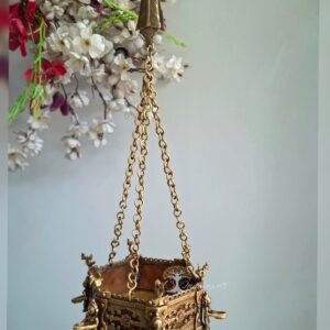 Handcrafted Vintage look Hexagonal Hanging Planter with deepalaxmi lamps
