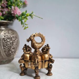 Brass Beautiful Premium Quality 5 Container Kumkum Box (Sindoor Daan)