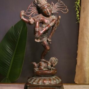 Magnificent Brass Lord Shiva in Dancing Form_Bronze patina.