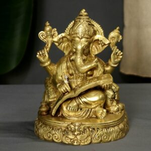 Brass Lord Ganesha Statue Writing Mahabharata...For Home & Gifting