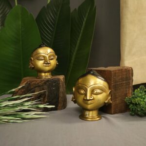 Brass Double Finish Gauri Head Set for Home Decor/ Pooja/ Gifting