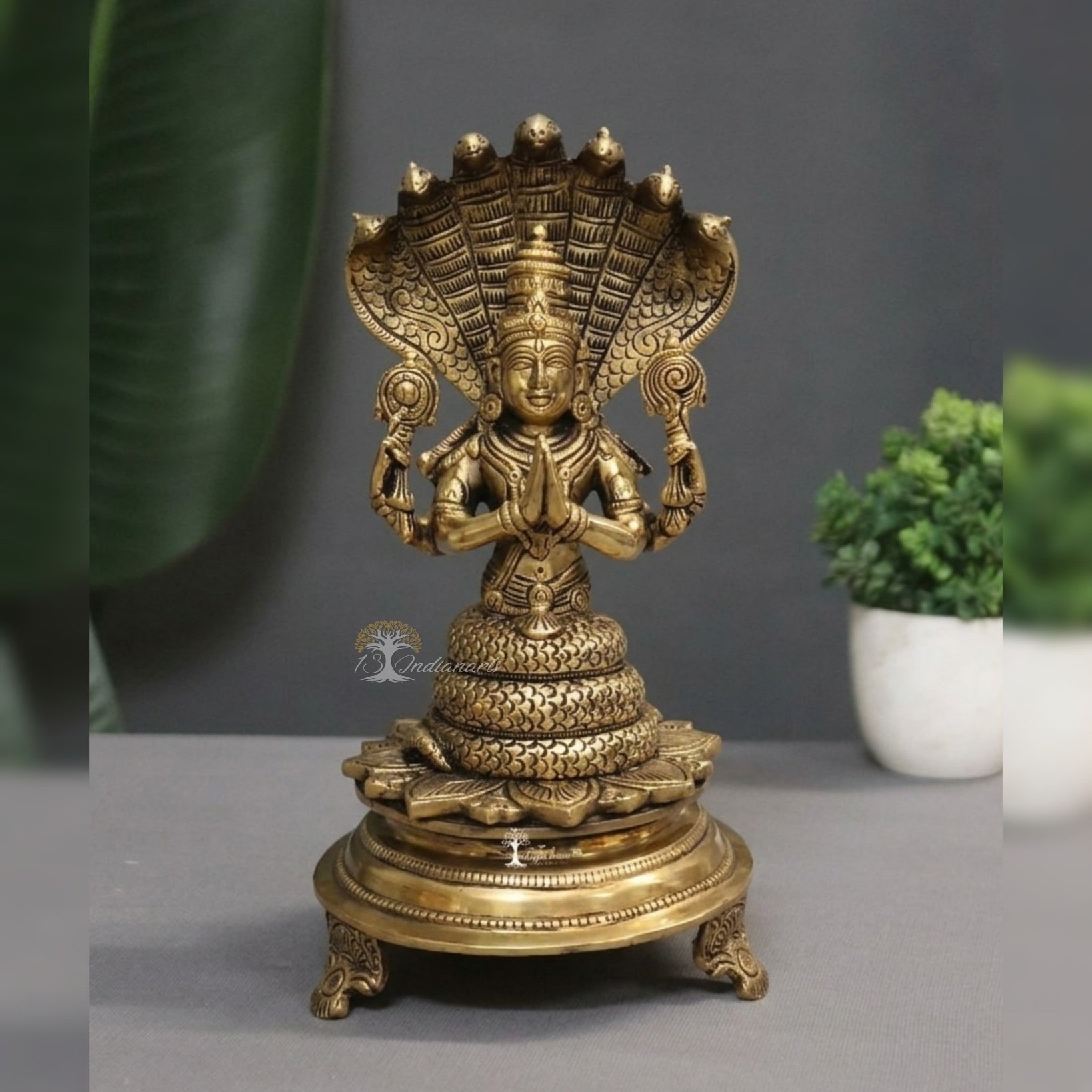 Brass Superfine Patanjali Idol 11"- Maharishi & Yoga Master Statue for Puja