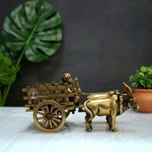 Pure Brass Traditional Villager Bullock Cart For Home Decor/Gifting .