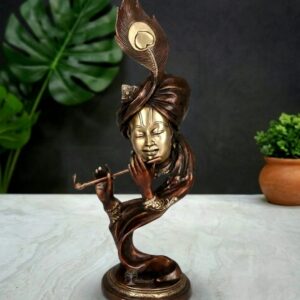 Brass Artistic Krishna Idol Showpiece For Home Decor/ Gifting