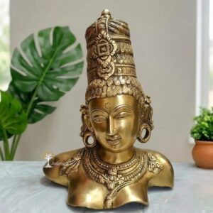 12" Brass Parwati Bust Statue For Home Decor/Gifting