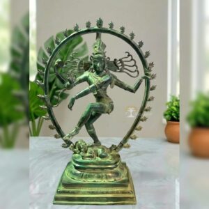 Brass Vintage Look Nataraja Statue Idol Green patina